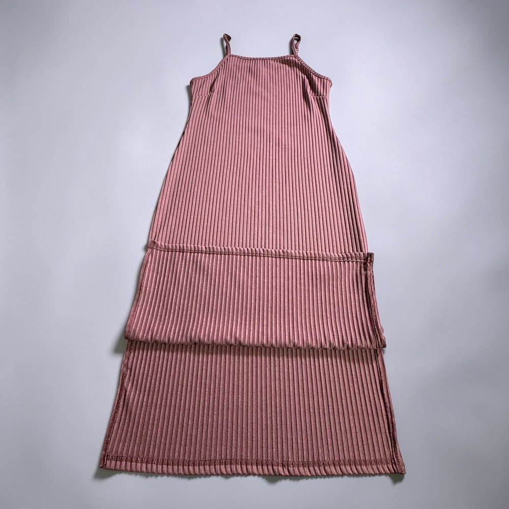 Say What Ribbed Midi Bodycon Dress Mauve Purple Adjustable Straps XL - Picture 3 of 8